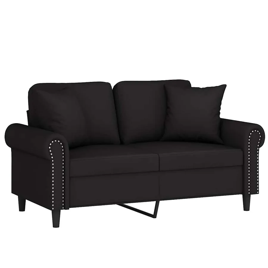 Canapé 2 places avec oreillers décoratifs noir 120 cm velours - 3