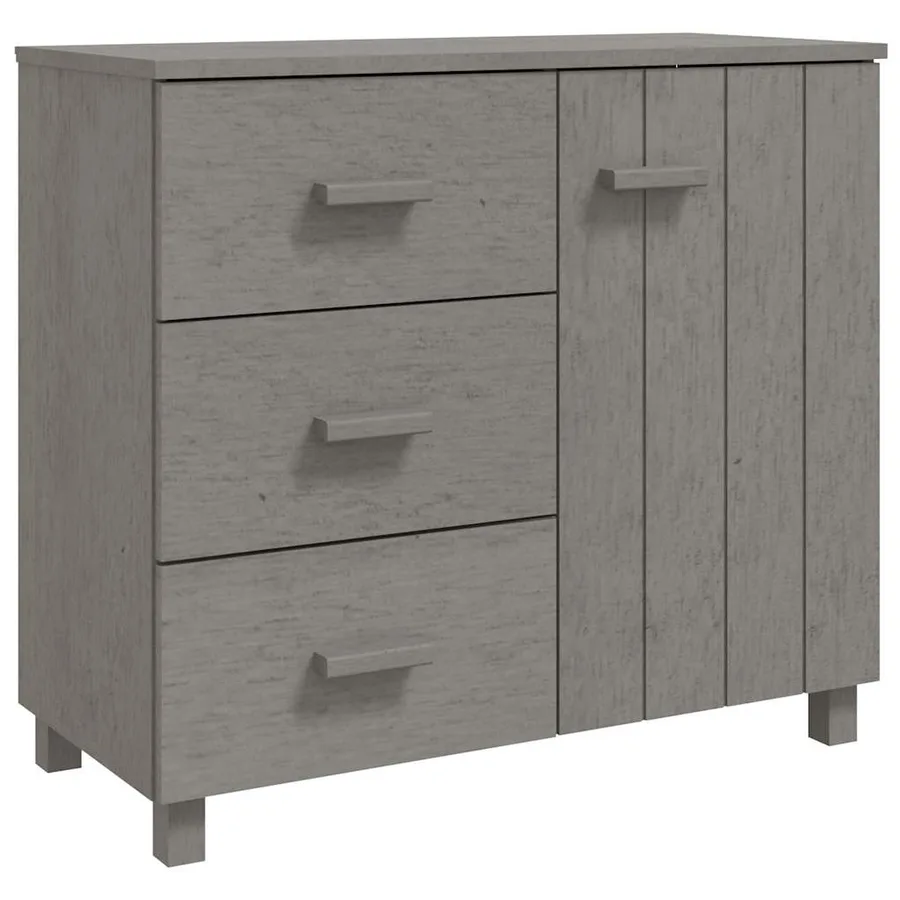 Buffet HAMAR Gris clair 90x40x80 cm Bois massif de pin - 2
