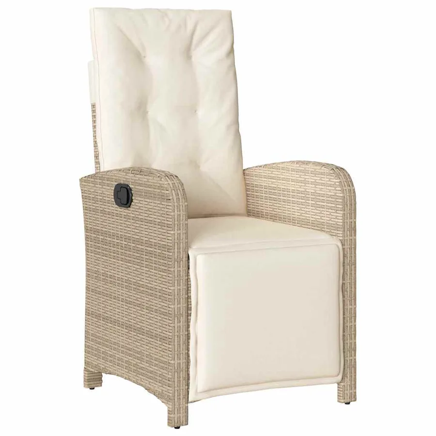 Ensemble à manger de jardin avec coussins 5pcs Beige poly rotin - 3