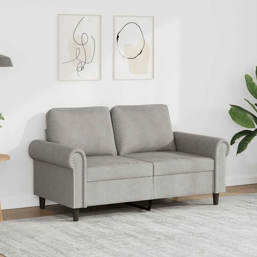 Canapé à 2 places Gris clair 120 cm Velours