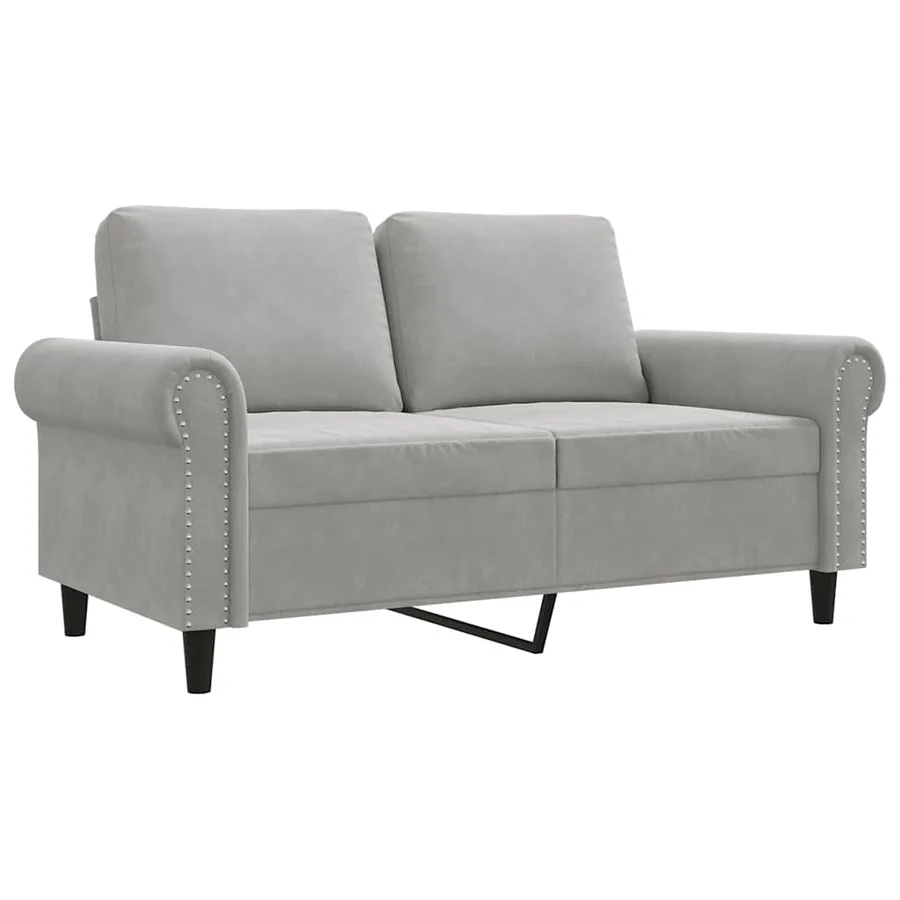 Canapé à 2 places Gris clair 120 cm Velours - 2