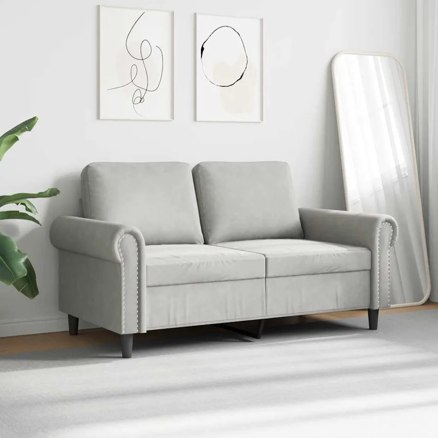 Canapé à 2 places Gris clair 120 cm Velours - 3