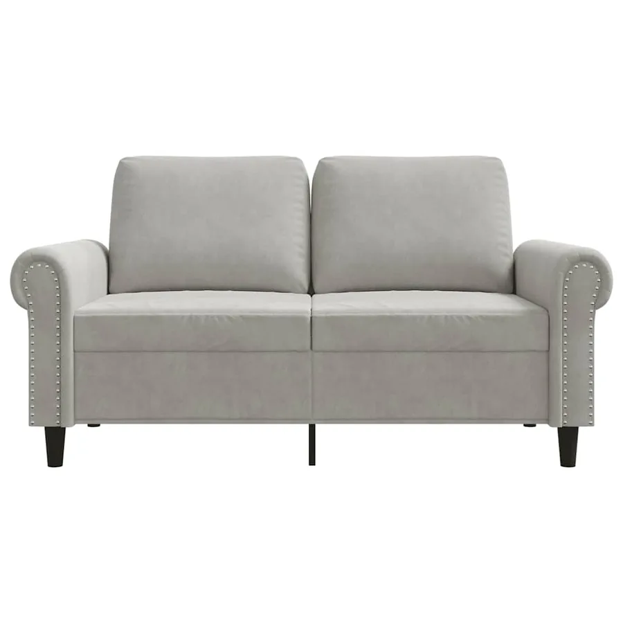 Canapé à 2 places Gris clair 120 cm Velours - 4