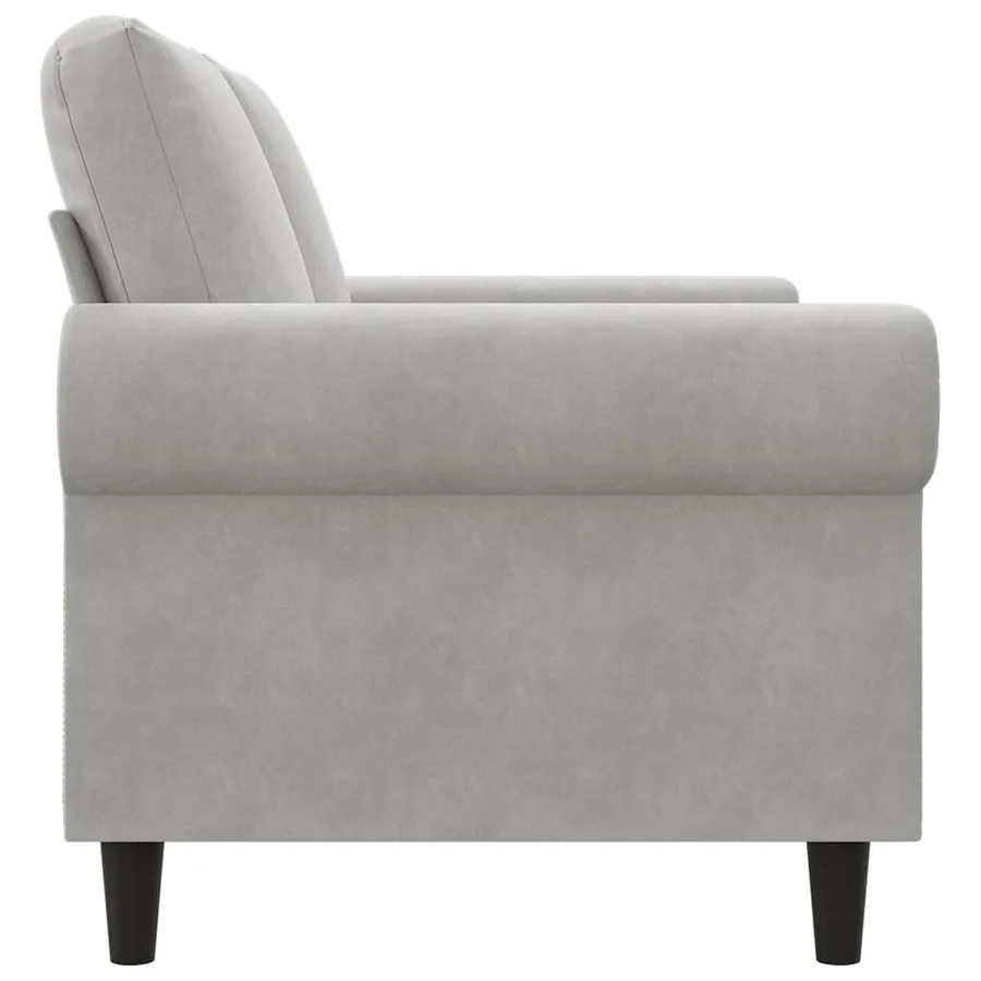 Canapé à 2 places Gris clair 120 cm Velours - 5