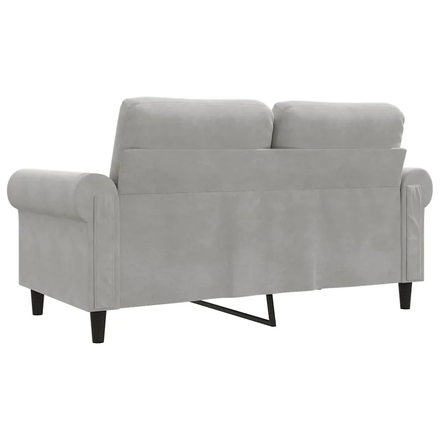 Canapé à 2 places Gris clair 120 cm Velours - 6