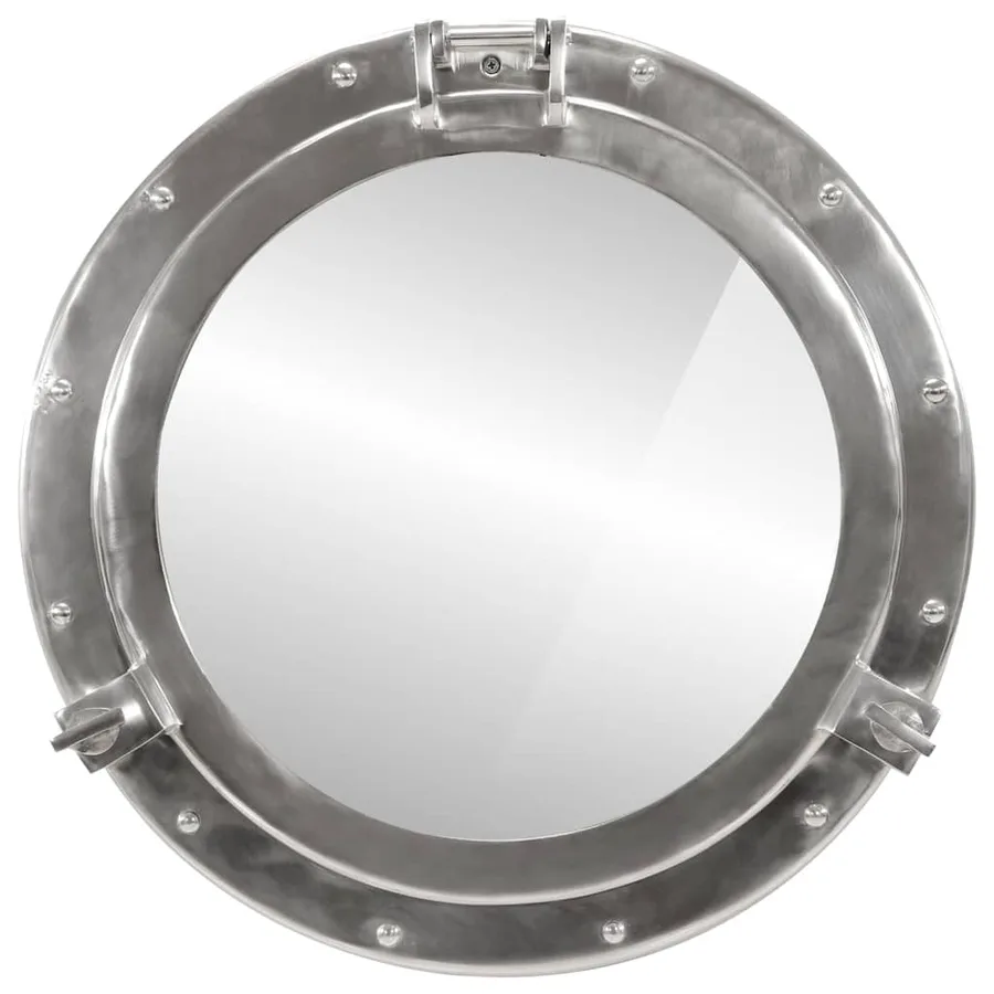 Miroir en forme de hublot mural Ø50 cm aluminium et verre - 2