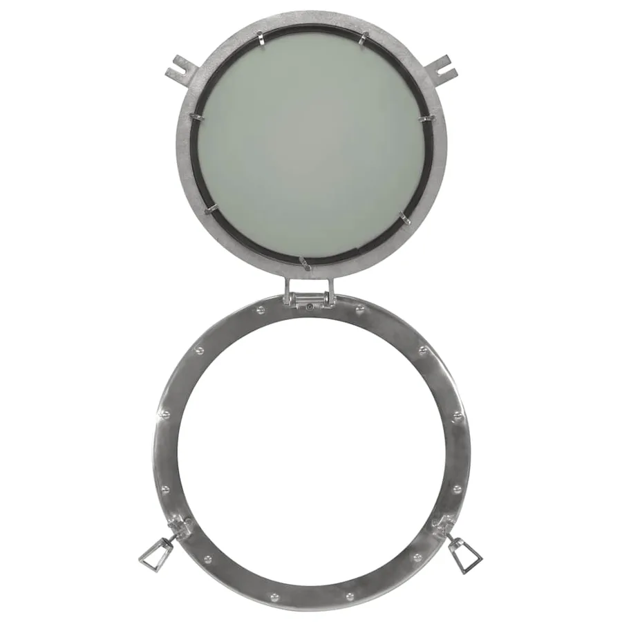 Miroir en forme de hublot mural Ø50 cm aluminium et verre - 4