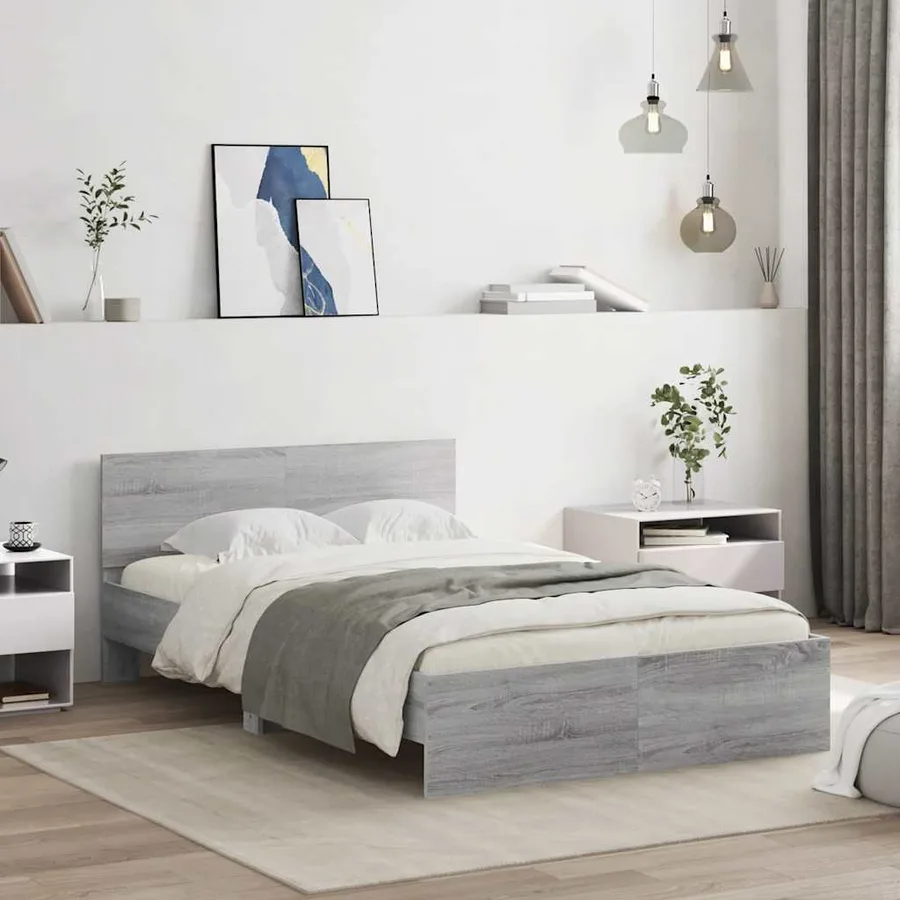 Cadre de lit avec tête de lit et LED sonoma gris 120x190 cm - 4