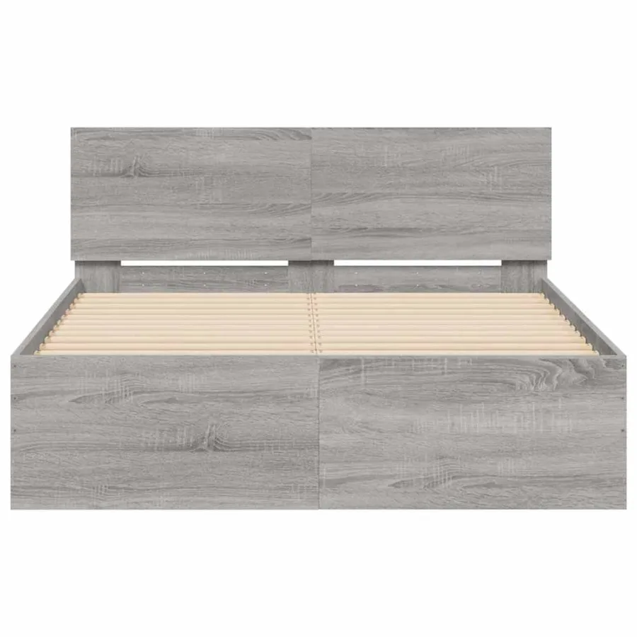 Cadre de lit avec tête de lit et LED sonoma gris 120x190 cm - 7