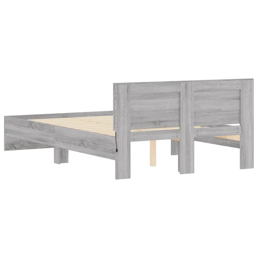 Cadre de lit avec tête de lit et LED sonoma gris 120x190 cm - 9