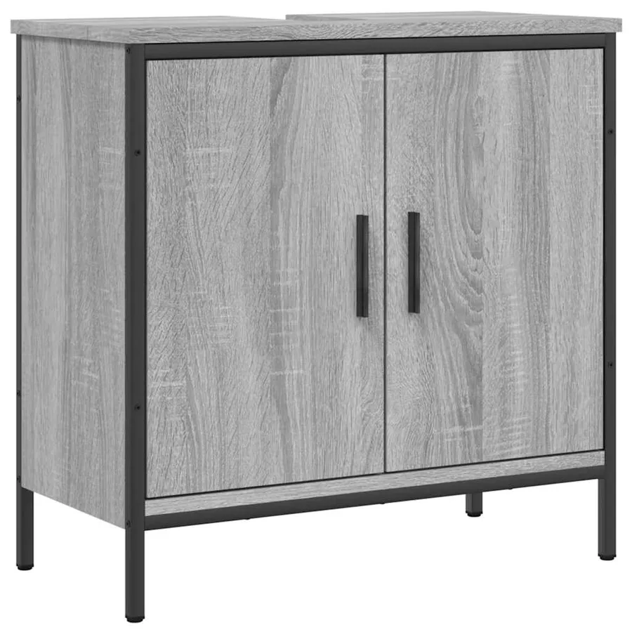 Armoire lavabo de salle de bain sonoma gris 60x30x60 cm - 2