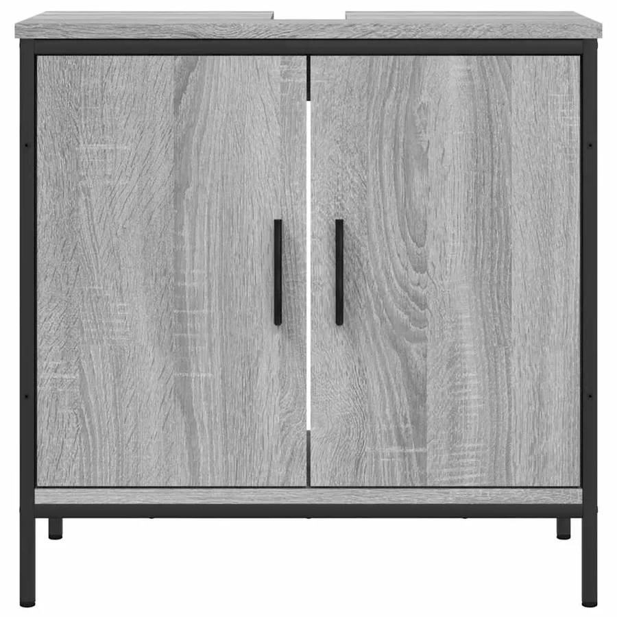 Armoire lavabo de salle de bain sonoma gris 60x30x60 cm - 4