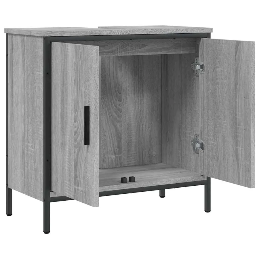 Armoire lavabo de salle de bain sonoma gris 60x30x60 cm - 5