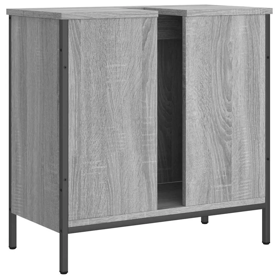 Armoire lavabo de salle de bain sonoma gris 60x30x60 cm - 6