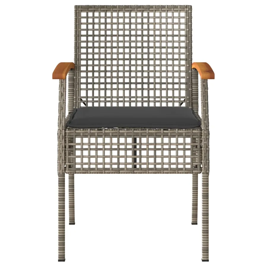 Ensemble de bistro 3 pcs et coussins gris résine tressée acacia - 4