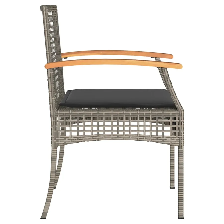 Ensemble de bistro 3 pcs et coussins gris résine tressée acacia - 6