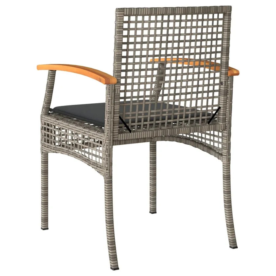Ensemble de bistro 3 pcs et coussins gris résine tressée acacia - 7