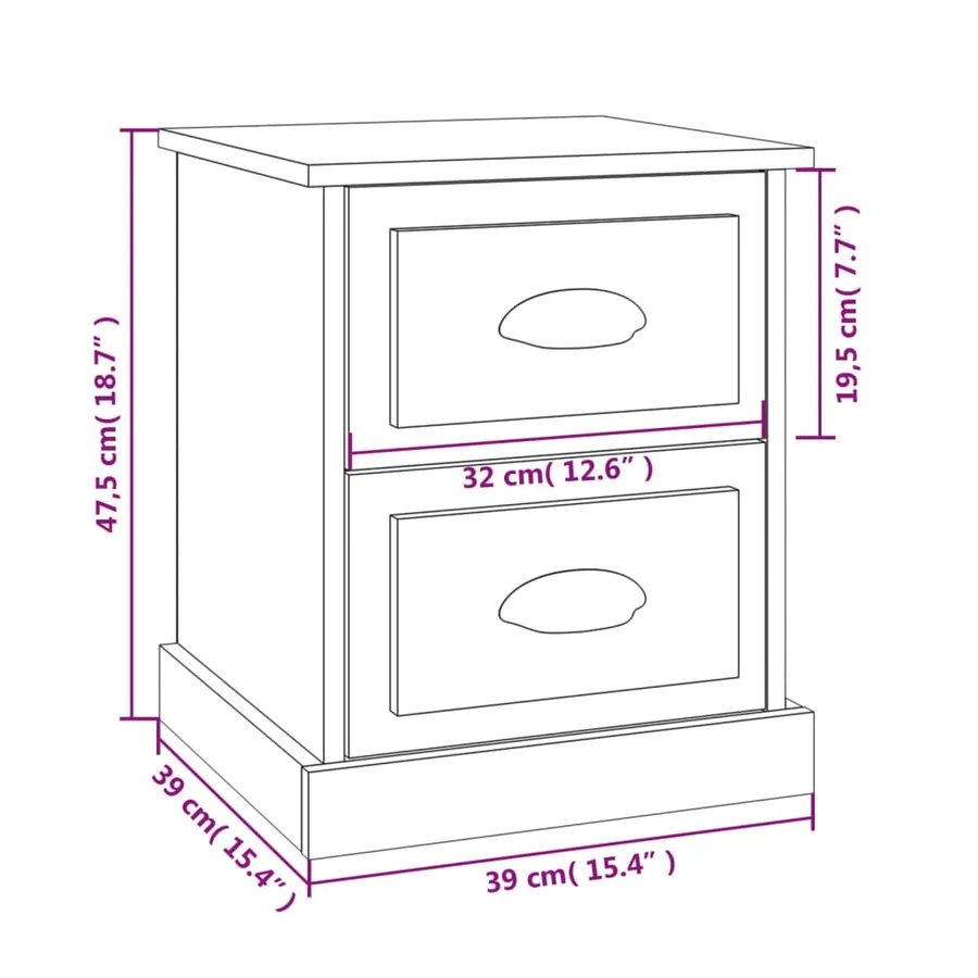 Table de chevet noir 39x39x47,5 cm bois d’ingénierie - 10