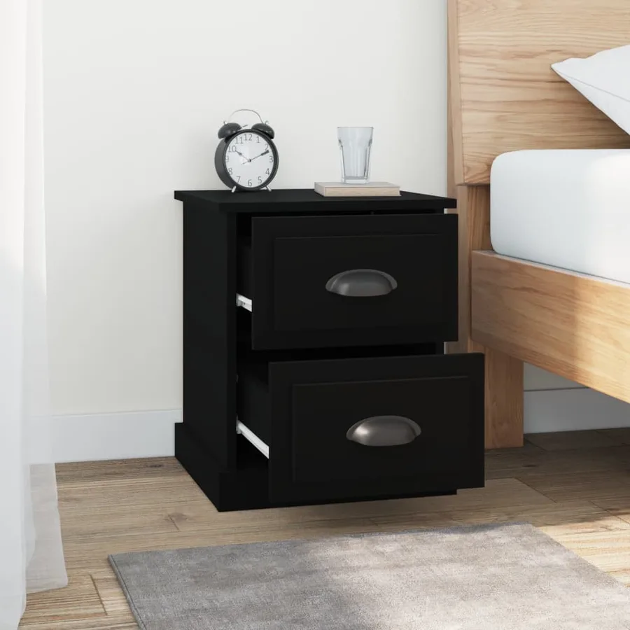 Table de chevet noir 39x39x47,5 cm bois d’ingénierie - 3
