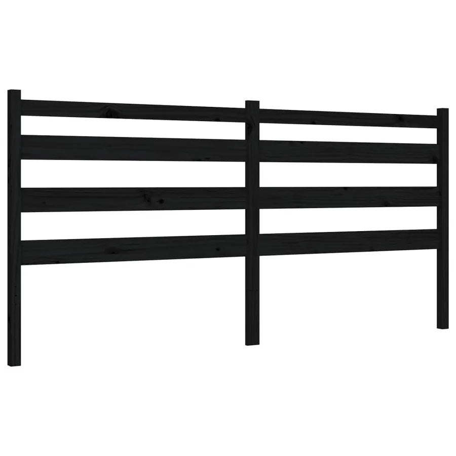 Cadre de lit sans matelas noir 200x200 cm bois massif de pin - 8
