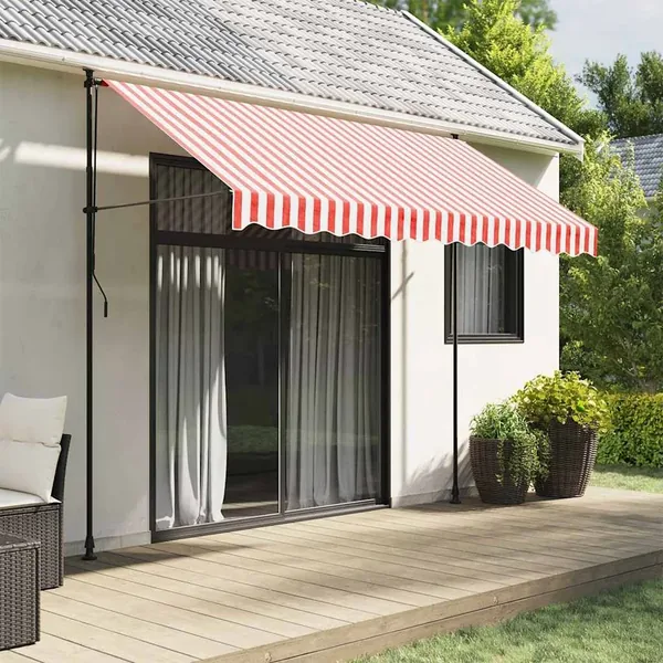 Tissu de remplacement pour auvent rouge et blanc 3x2,5 m polyester