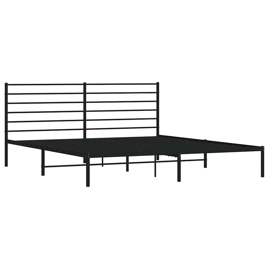 Cadre de lit métal sans matelas avec tête de lit noir 200x200cm - 3