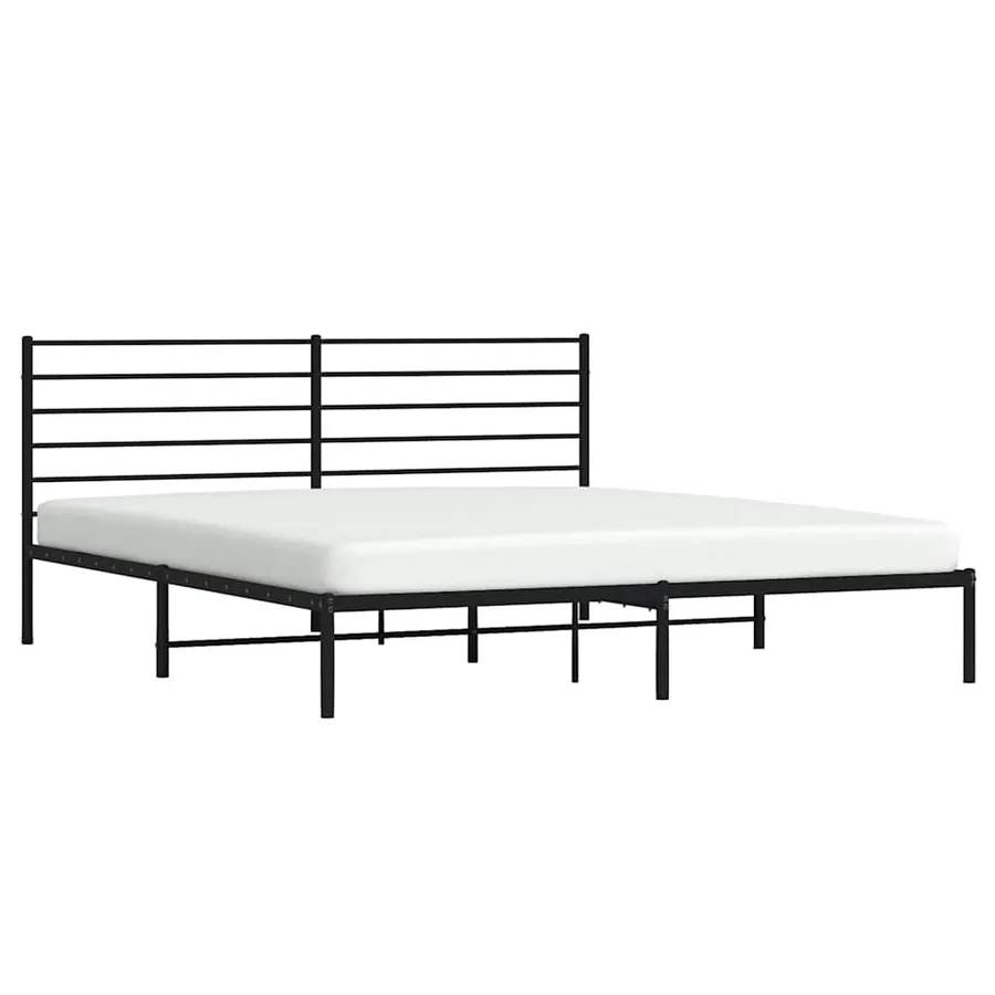 Cadre de lit métal sans matelas avec tête de lit noir 200x200cm - 5