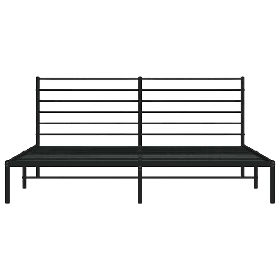 Cadre de lit métal sans matelas avec tête de lit noir 200x200cm - 6