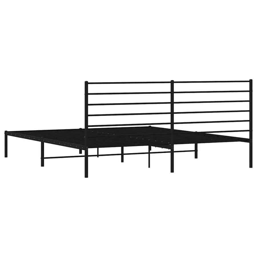 Cadre de lit métal sans matelas avec tête de lit noir 200x200cm - 8