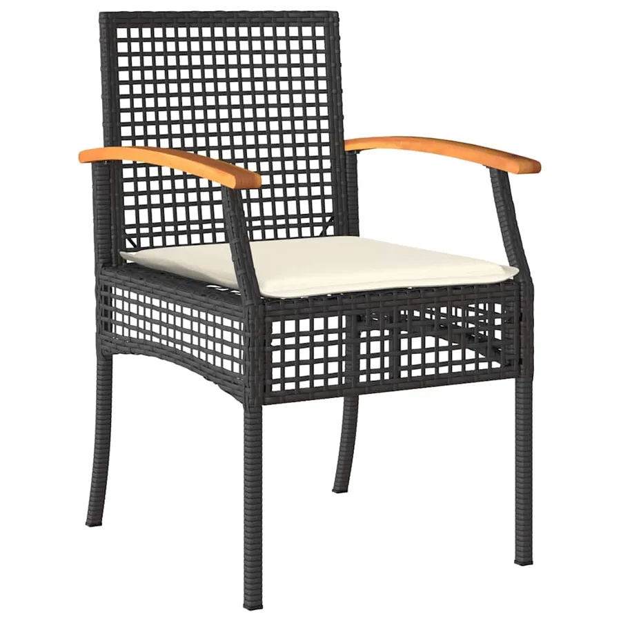 Ensemble à manger de jardin avec coussins 3 pcs Noir - 3