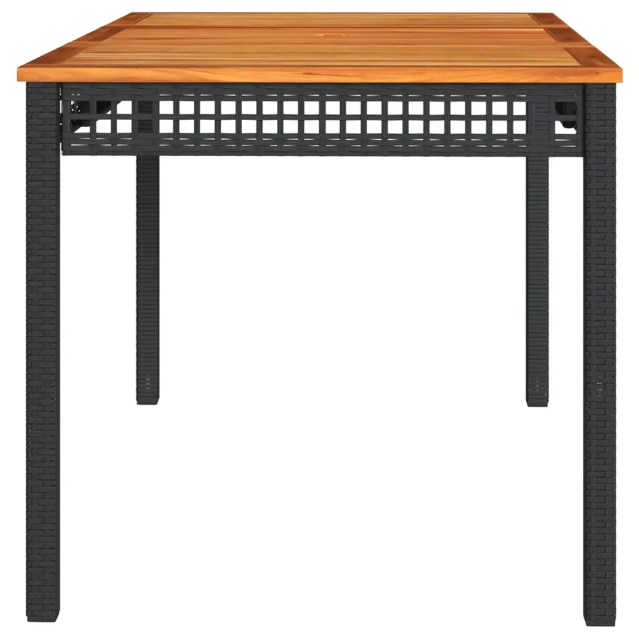Table de jardin noir 140x80x75 cm résine tressée et bois acacia - 5