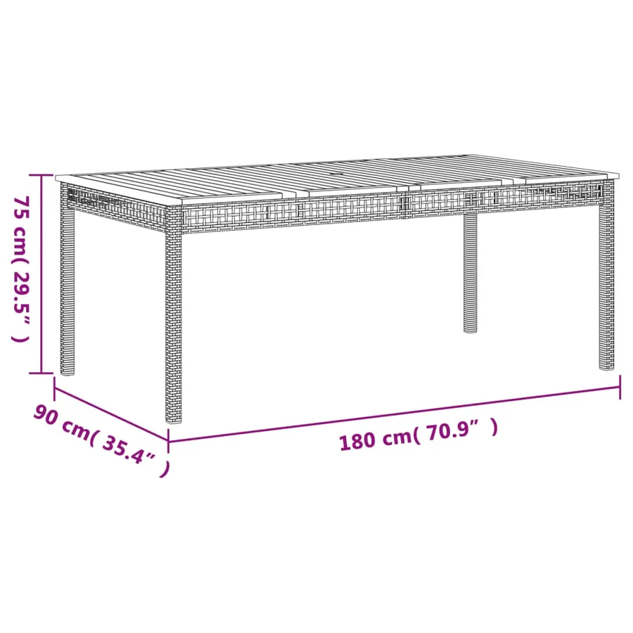 Ensemble à manger de jardin et coussins 9 pcs beige Poly rotin - 9