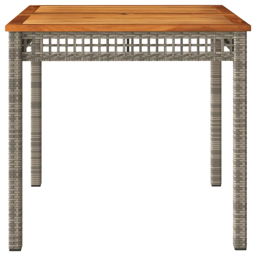 Table de jardin gris 80x80x74 cm résine tressée et bois acacia - 4