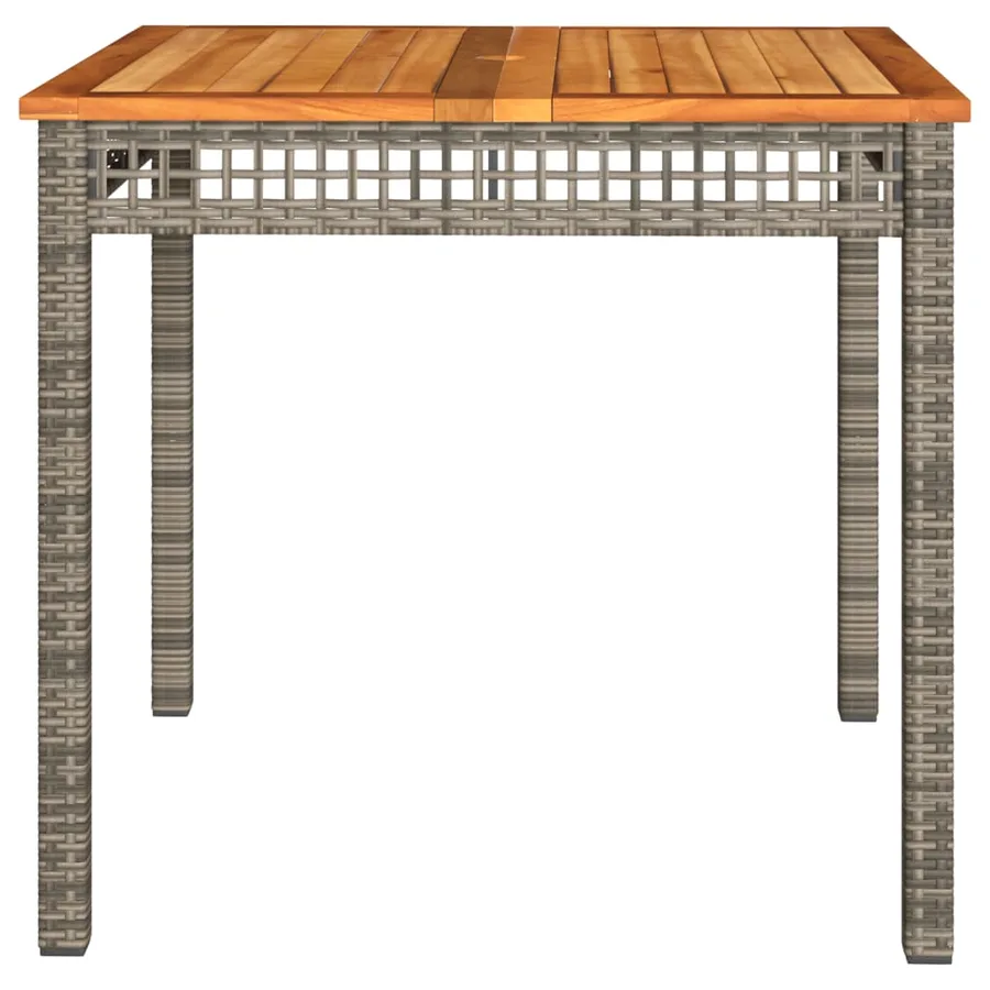 Table de jardin gris 80x80x74 cm résine tressée et bois acacia - 5