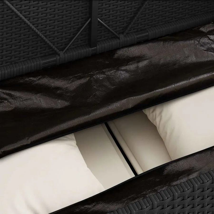 Banc de jardin avec coussins noir résine tressée - 9