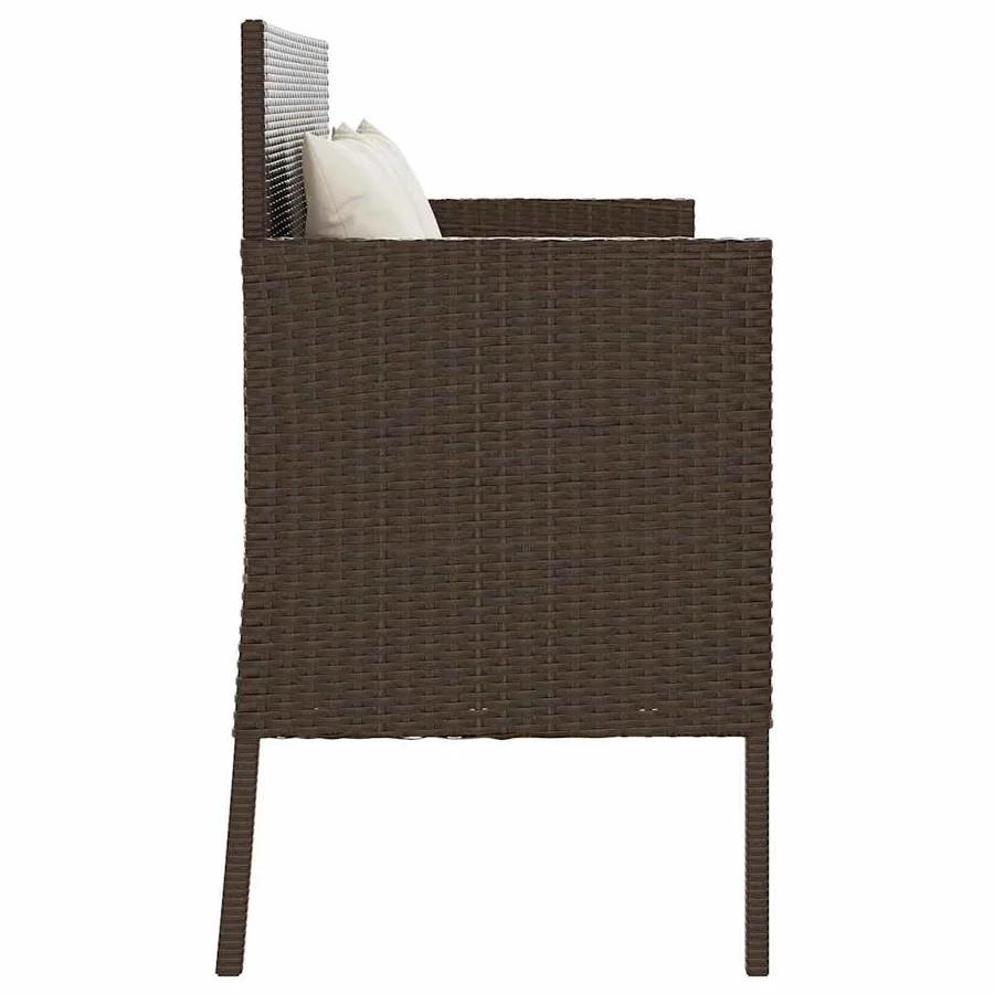 Banc de jardin avec coussins marron résine tressée - 5