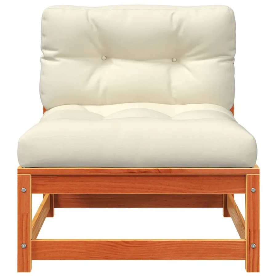 Canapé jardin sans accoudoirs coussins cire marron massif pin - 5