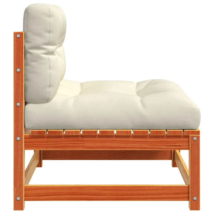 Canapé jardin sans accoudoirs coussins cire marron massif pin - 6