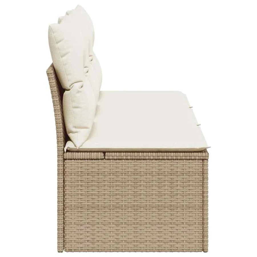 Canapé de jardin avec coussins 3 places beige résine tressée - 5