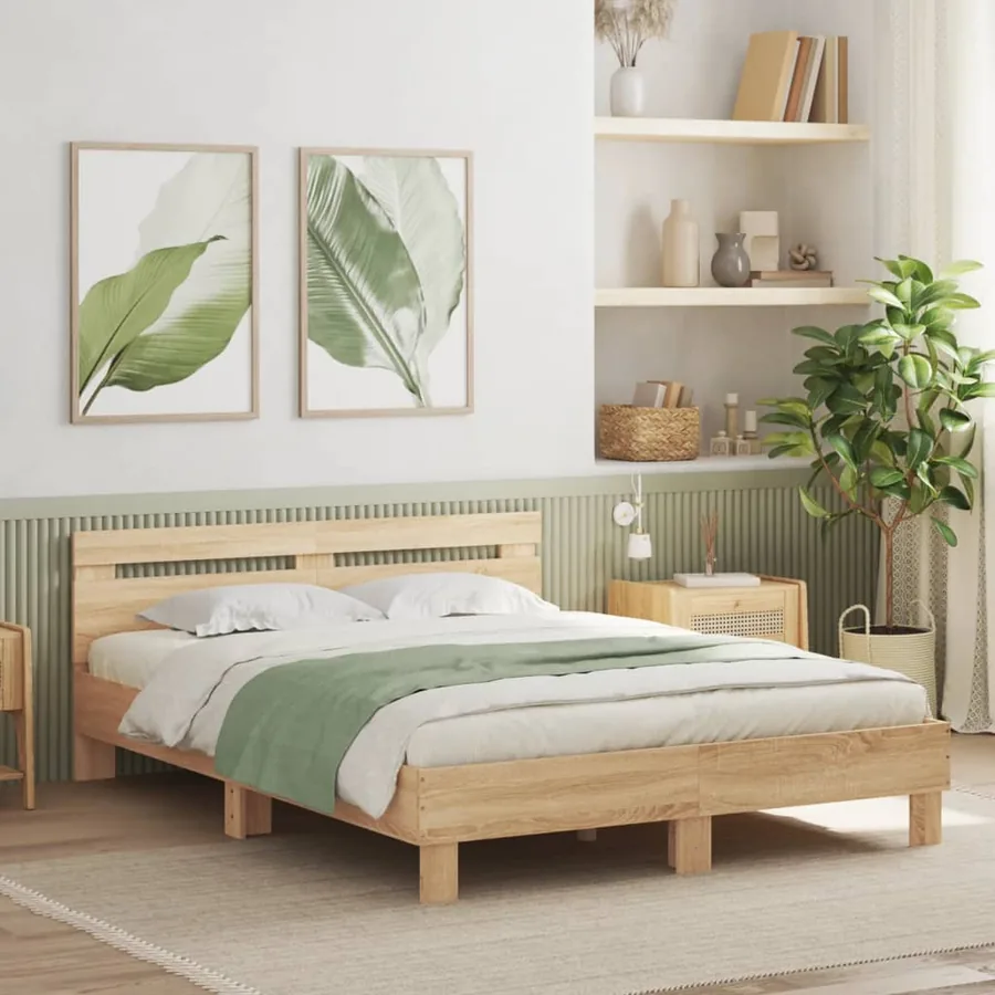 Cadre de lit sans matelas chêne sonoma 140x200 cm