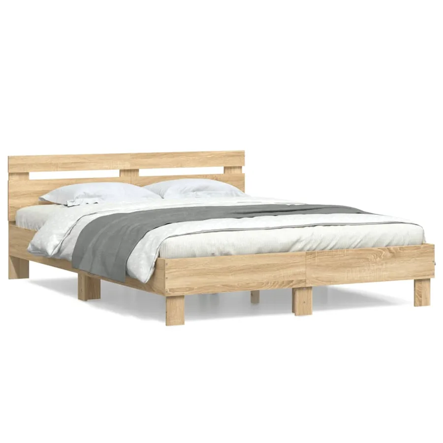 Cadre de lit sans matelas chêne sonoma 140x200 cm - 2