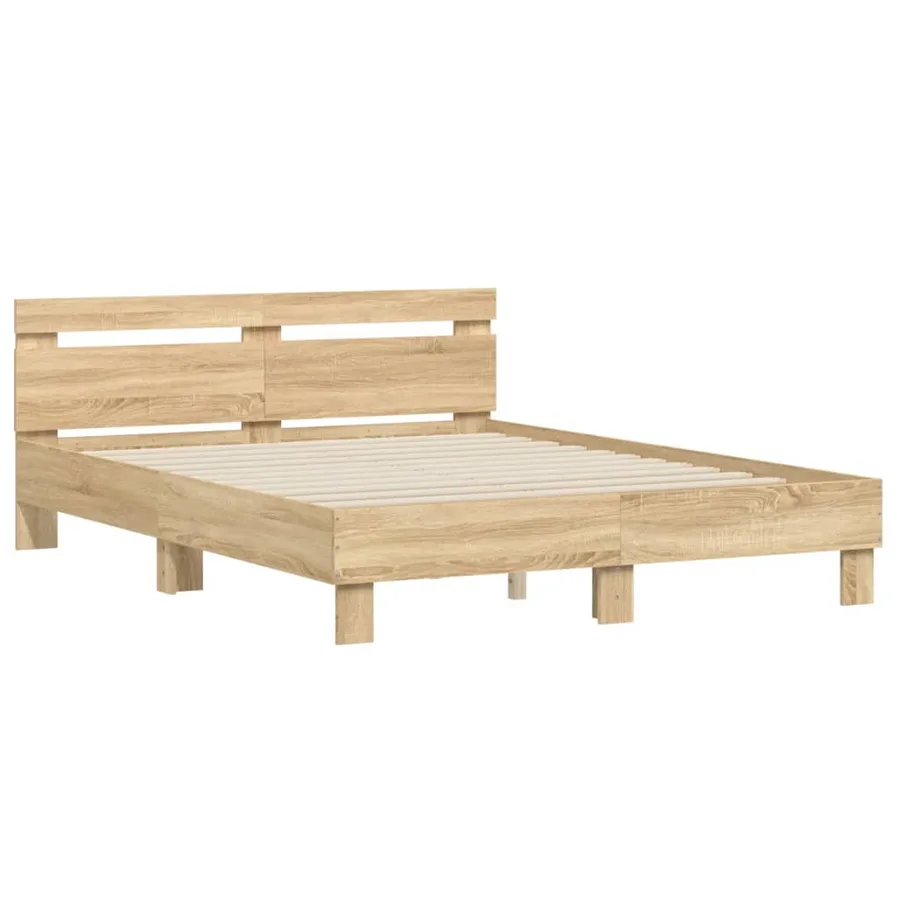 Cadre de lit sans matelas chêne sonoma 140x200 cm - 3