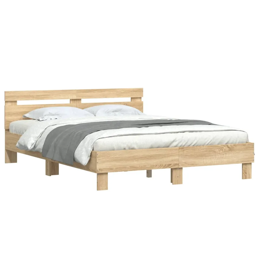 Cadre de lit sans matelas chêne sonoma 140x200 cm - 4