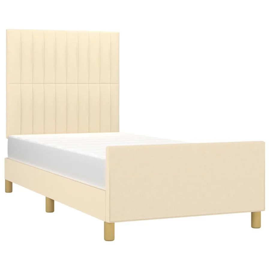 Cadre de lit sans matelas crème 100x200 cm tissu - 3
