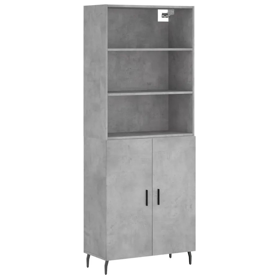 Buffet haut Gris béton 69,5x34x180 cm Bois d'ingénierie - 2