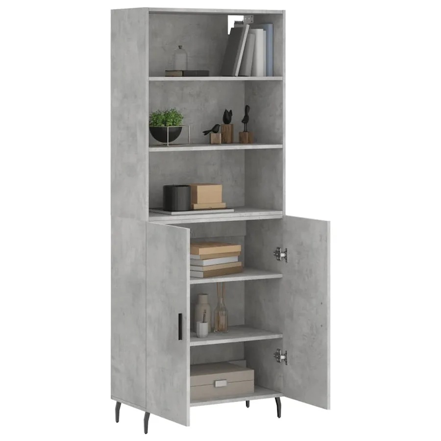 Buffet haut Gris béton 69,5x34x180 cm Bois d'ingénierie - 3
