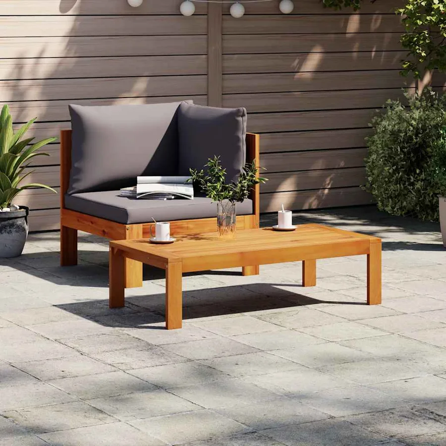 Salon de jardin avec coussins 2 pcs bois massif acacia - 3