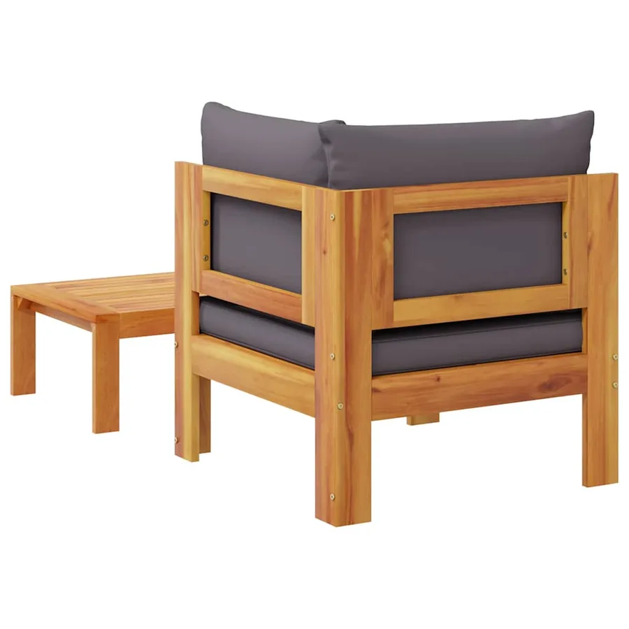 Salon de jardin avec coussins 2 pcs bois massif acacia - 6