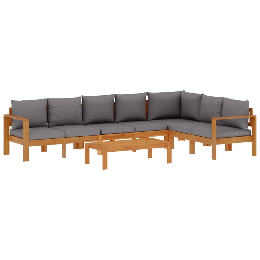 Salon de jardin avec coussins 5 pcs Bois d'acacia solide - 2