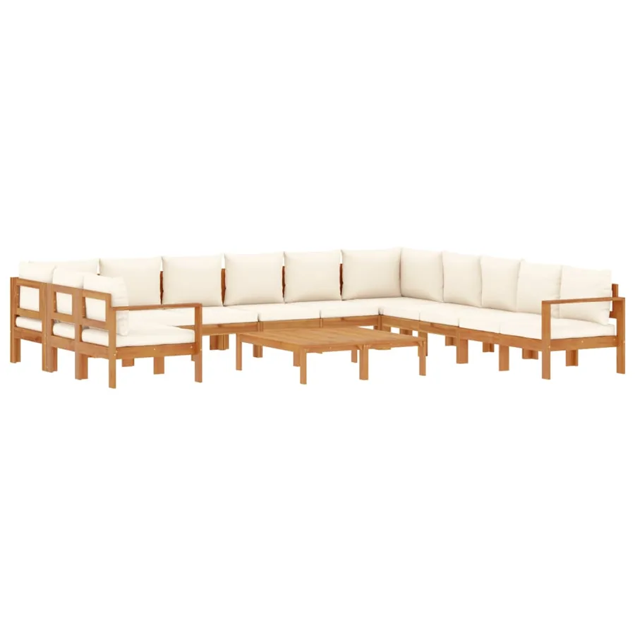 Salon de jardin avec coussins 9 pcs bois massif d'acacia - 2